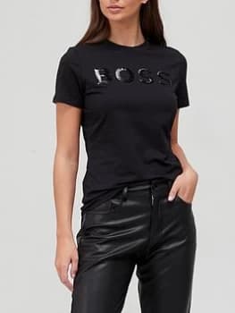 Hugo Boss Sequin Logo T-Shirt Black Size M Women