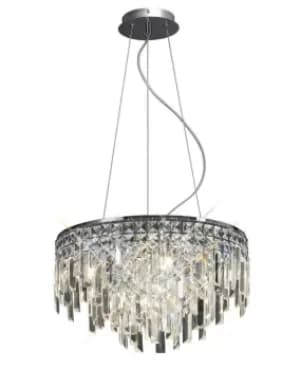 Maddison Ceiling Pendant Round 6 Light Polished Chrome, Crystal