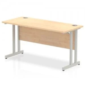 Impulse 1400/600 Rectangle Silver Cantilever Leg Desk Maple