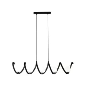 Searchlight Twister 5 Light Pendant, Matt Black, Matt Opal Glass