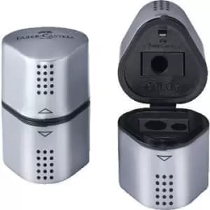 Faber-Castell Triple hole canister sharpener 183800 Silver Container version=Tin