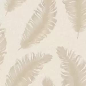 Belgravia Decor Ciara Glitter Feather Cream Textured Wallpaper