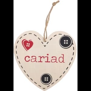 Cariad Welsh Hanging Heart Sign