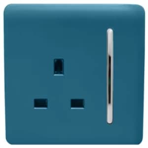 Trendi Switch 1 Gang 13Amp Switched Socket in Ocean Blue