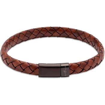 Unique & Co. Lido Cognac Bracelet with Black IP Plated Matte and Polished Magnetic Clasp