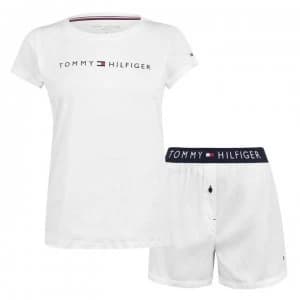Tommy Bodywear Woven Short Sleeve Boxer Pyjama Set - PVH Clasc Whte