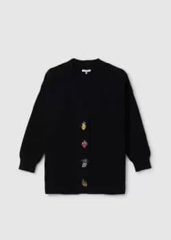 Olivia Rubin Womens Frankie Oversize Cardigan With Fruit Buttons In Black