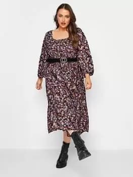 Yours Balloon Sleeve Midaxi Dress - Multi, Size 16, Women
