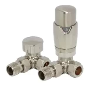 Towelrads Corner TRV and Lockshield Valves Round Brass Nickel 1/2" - 927413