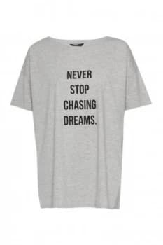 French Connection Never Stop Chasing Dreams T Shirt Grey
