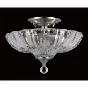 Impex Dallas Satin Nickel Bowl Semi Flush Ceiling Light