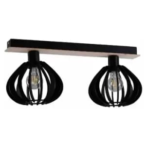 Keter Nicoleta Twin Ceiling Spotlight Black And Natural, 52cm, 2x E27