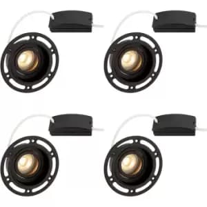 4 PACK Trimless Plaster-In Downlight - 50W GU10 Reflector LED - Matt Black