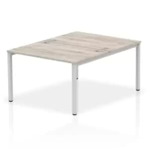 Impulse Bench B2B 2 Person 1200 Silver Frame Office Bench Desk Grey Oak