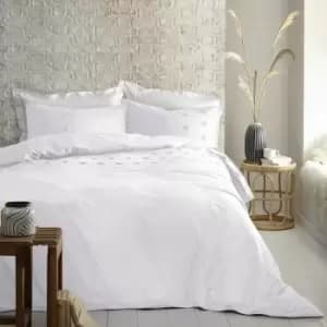 Boutique Ayda Tufted Spots Embellished 100% Cotton Duvet Cover Set, White, Single - Appletree