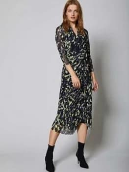 Mint Velvet Charlotte Print Wrap Midi Jersey Dress - Black