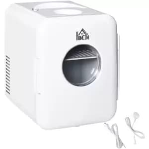 Homcom - 4L Mini Fridge, AC+DC Portable Cooler & Warmer for Home or Car, White