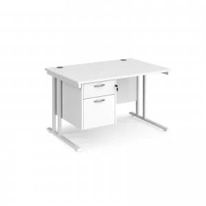 Maestro 25 WL Straight Desk With 2 Drawer Pedestal 1200mm - White cant