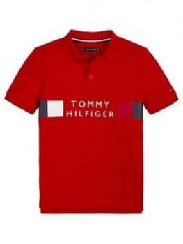 Tommy Hilfiger Boys Short Sleeve Global Stripe Polo - Red, Size 14 Years