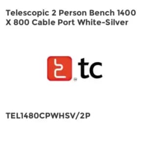 TC Group Telescopic 2 Person Bench 1400 x 800 Cable Port White-Silver