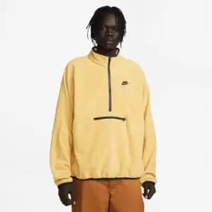 Nike Nsw Polar Club Fleece Half Full Zip Hoody, Wheat Gold/dark Obsidian