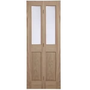 4 Panel Oak Veneer Glazed Internal Bi Fold Door H1981mm W762mm