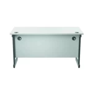 Jemini Single Rectangular Desk 1400x600x730mm White/Silver KF800559