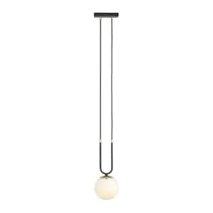 Glam Black Globe Pendant Ceiling Light with White Glass Shades, 1x E14
