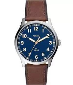 Fossil Mens Dayliner Three-Hand Medium Leather Watch - Brown