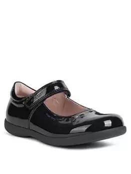 Geox Naimara Girls Patent Velcro Strap School Shoe - Black Patent, Size 11 Younger