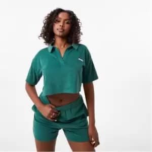 Slazenger ft. Wolfie Cindy Towelling Cropped Polo - Green