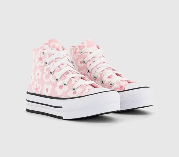 Converse Kids All Star Eva Lift Hi Trainers Donut Glaze Oops Pink White, 12 Youth