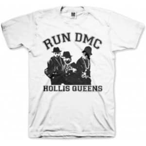 Run DMC Hollis Queen Pose White Mens T Shirt: Medium