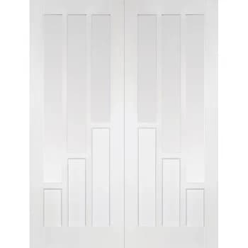 LPD Coventry Panel White Primed Glazed Internal Door Pair - 1981mm x 1066mm (78 inch x 42 inch)