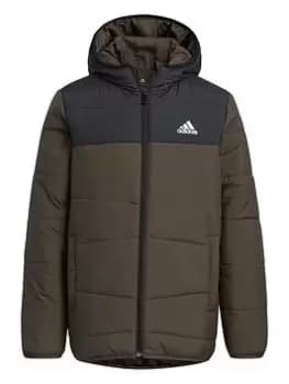 adidas Kids Unisex Synthetic Midweight Jacket - Dark Green, Dark Green, Size 9-10 Years, Women