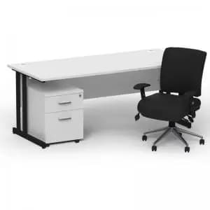 Impulse 1600800 Black Cant Desk White 2 Dr Mobile Ped & Chiro Med