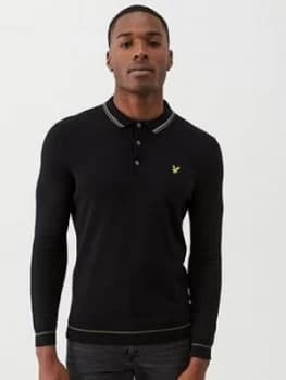Lyle & Scott Knitted Long Sleeve Polo Shirt - Black