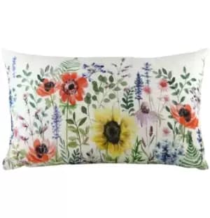 Wild Flowers Hand-Painted Floral Cushion