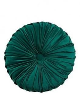 Round Pleated Velvet Cushion - Emerald