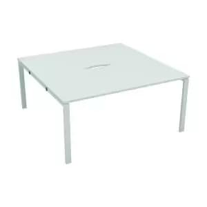 Jemini 2 Person Extension Bench Desk 1600x1600x730mm Dark WalnutWhite