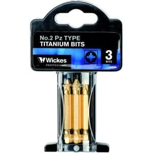Wickes Titanium Screwdriver Bit Pozi NO2 50mm Pack 3