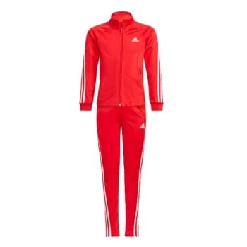 adidas Team Polyester Regular 3-Stripes Tracksuit Kids - Vivid Red / White