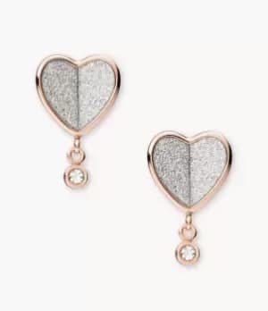 Fossil Women Flutter Hearts Rose Gold-Tone Stainless Steel Stud Earrings