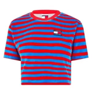 Tommy Jeans Velour Stripe T-Shirt - Blue