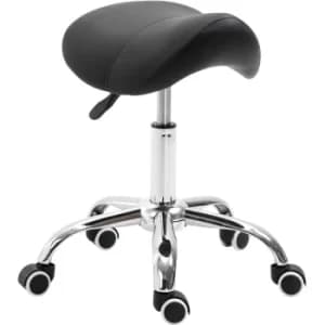 HOMCOM PU Leather Saddle Stool w/ Moulded Padded Seat Adjustable Height Black