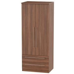 Robert Dyas Edina Ready Assembled 2-Door Wardrobe with Drawers - Walnut