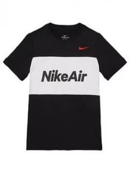 Nike Sportswear Air Older Boys T-Shirt - Black/White Size M 10-12 Years