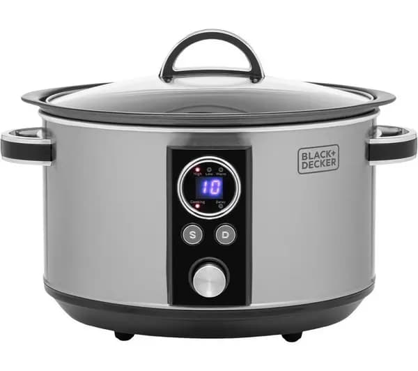 BLACK DECKER BXSC16045GB Slow Cooker - Silver/Grey 5056462310138