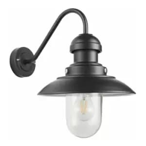 Loops - Matt Black Outdoor Fisherman Wall Light & Clear Glass Shade - Front Porch Light