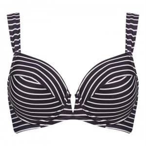 Figleaves Cast Away Underwired Plunge Bikini Top - INK/WHITESTRIPE